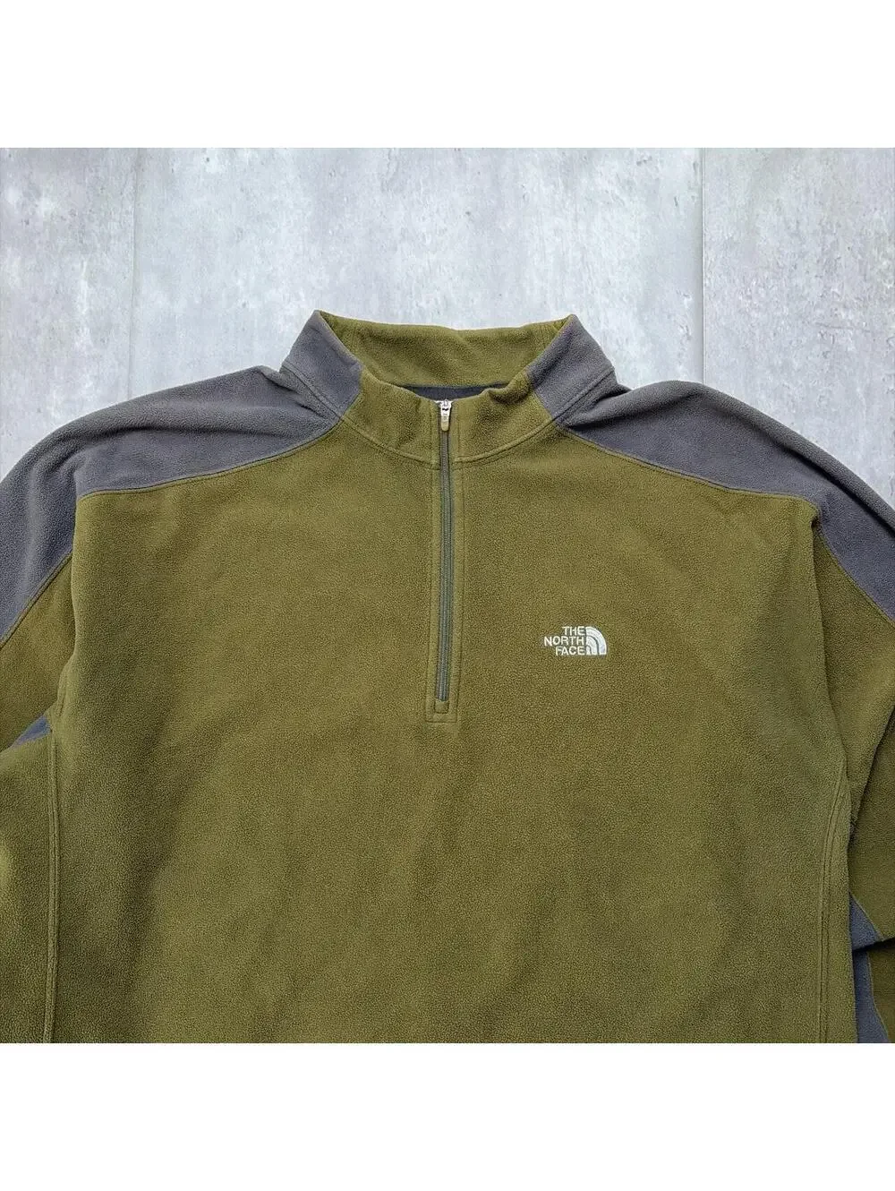 Y2K Olive Green The North Face Fleece Quarter Zip Sweater
